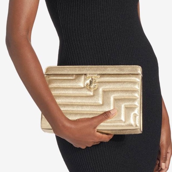 Jimmy Choo Gold Quilted Clutch - Picture 1 of 1